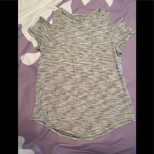 Loft grey/white striped cold shoulder tee